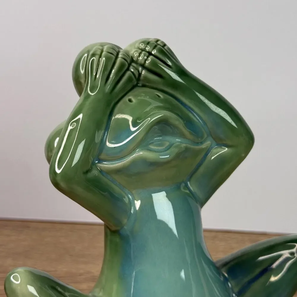 Vintage Frog Figurine See No Evil